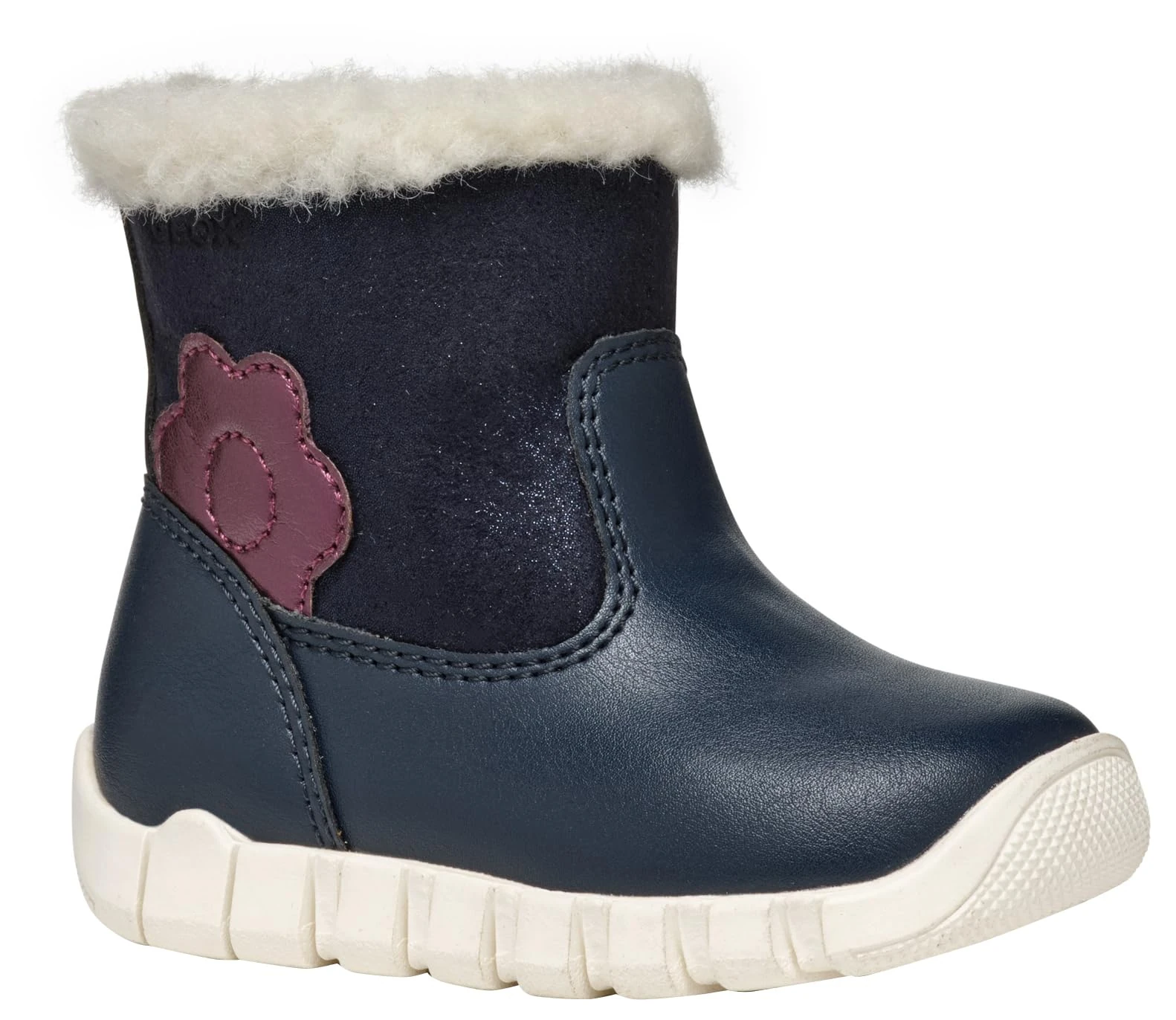 Geox Baby IUPIDOO Girl B Ankle Boot, Navy/Prune, 2 UK Child