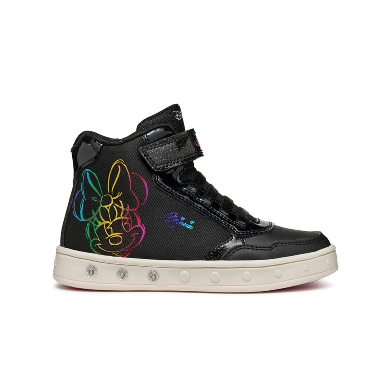 Geox J Skylin Girl E Sneaker, Black, 0 UK