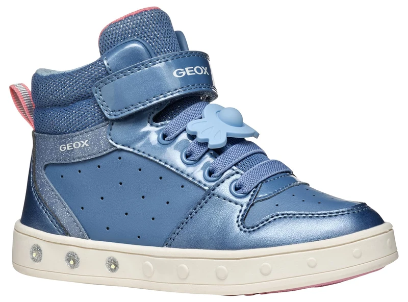Geox J Skylin Girl B, Sneaker, DK Sky/LT Coral,