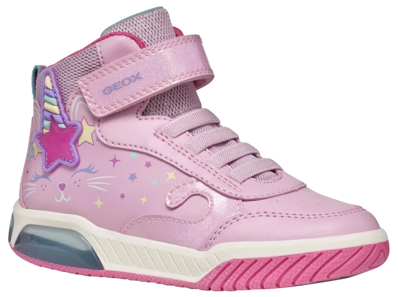 Geox J INEK Girl B Sneaker, Pink/Multicolor, 1 UK