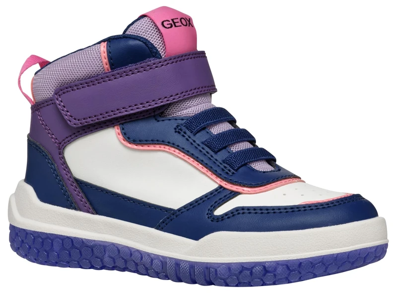 Geox J BUZZERLIGHT Girl A Sneaker, Navy/Purple, 4.5 UK