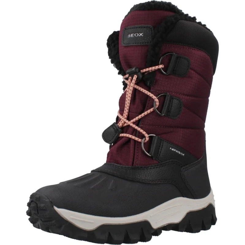 Geox J Himalaya Girl B AB Snow Boot, Bordeaux/Black, 0 UK