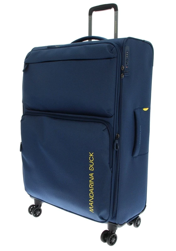 Mandarina Duck Zephyr Trolley Large EXP, Dress Blue, 78 x 47 x 27,5 cm, Trolley Grande espandibile in Tessuto morbido ad effetto 3D