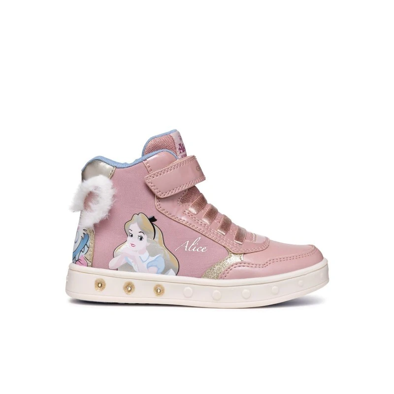 Geox J Skylin Girl G, Sneaker, LT Rose/Platinum,