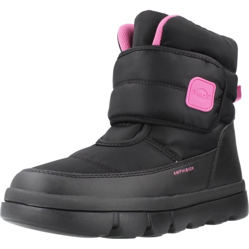 Geox J WILLABOOM Girl B A Snow Boot, Black/Fuchsia, 5 UK Child
