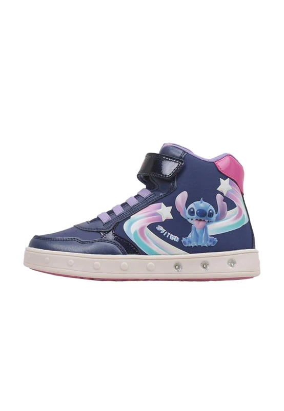 Geox J Skylin Girl F, Sneaker, Navy/Fuchsia,