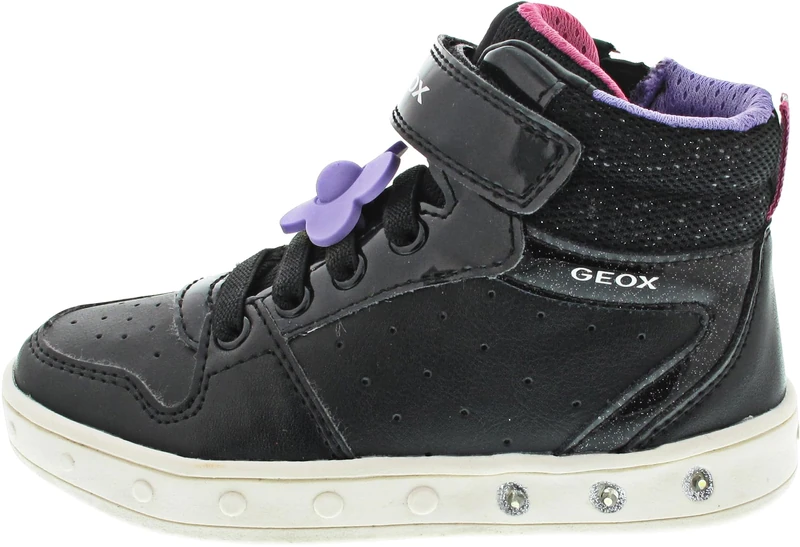 Geox J Skylin Girl B, Sneaker, Black/Fuchsia,
