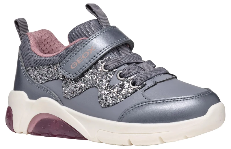 Geox Girls' J Fadinlight Girl D Trainers, Grey Rose, 2.5 UK
