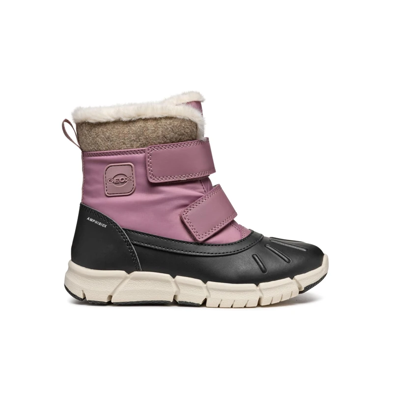 Geox J FLEXYPER GIRL B AB, Snow Boot, DK ROSE/BLACK,
