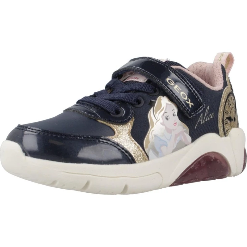 Geox J FADINLIGHT Girl E Sneaker, Navy/Platinum, 4.5 UK