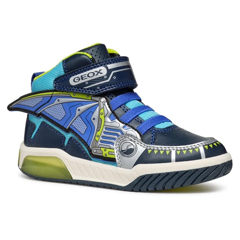 Geox J INEK BOY B Sneaker, Navy/Royal, 2 UK