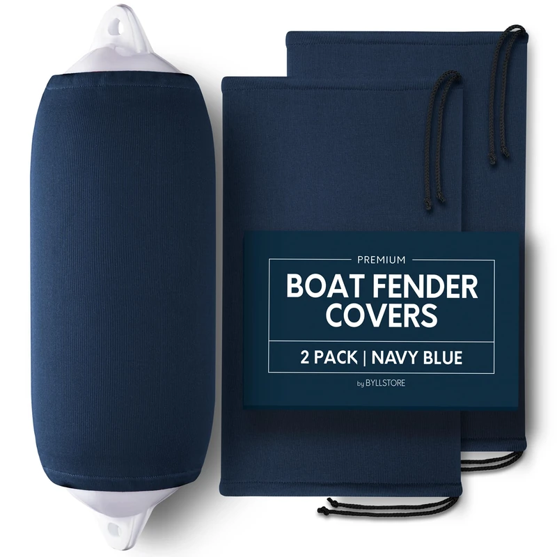 Byllstore Boat Fender Covers | 6″ x 18″, 8″ x 22″, 9″ x 26″, 10″ x 26″ & 12″ x 34″ | Black & Navy Blue | 1, 2 & 4-Pack | Polyester (2-Pack, Navy Blue, 10″ x 26″)