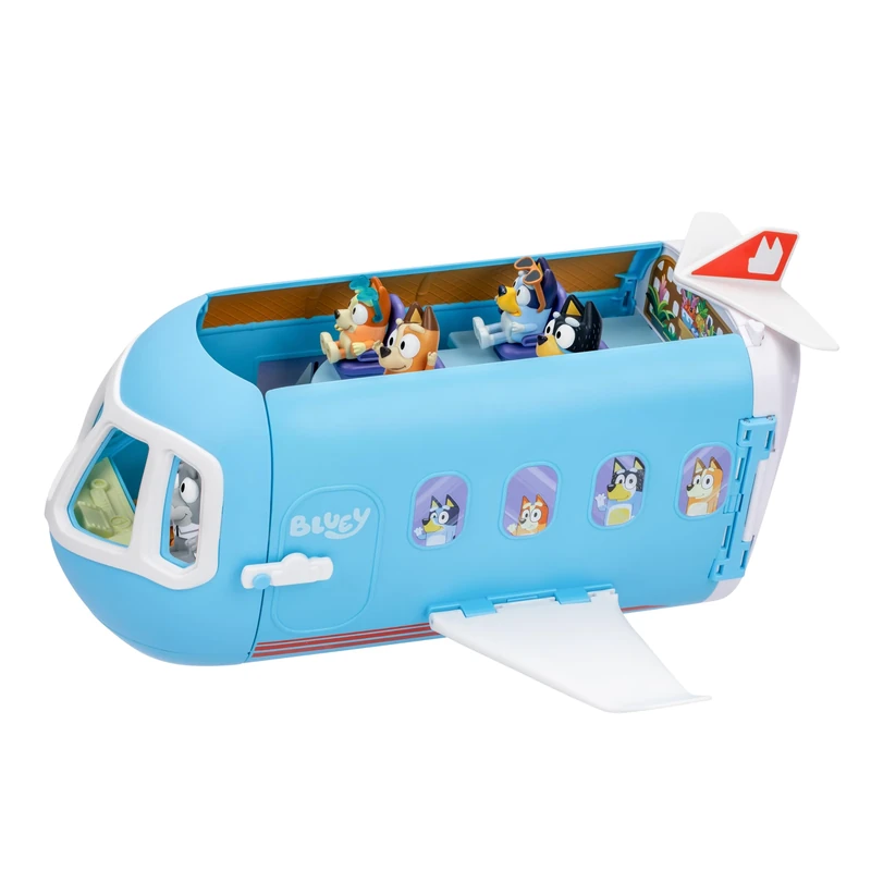 Bluey 3-in-1 Transforming Plane Playset with The Heelers, Plane Transforms to A Resort & Boat, 25+ Sounds & Phrases, 5 Figures - Exclusive Captain Figure, Amazon Exclusive