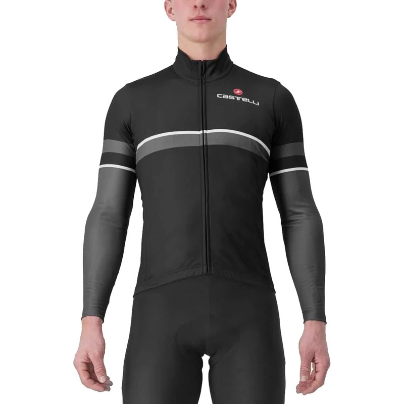 CASTELLI Retta LS Jersey Long Sleeve Cycling Jersey, Black/Dark Gray, 3XL