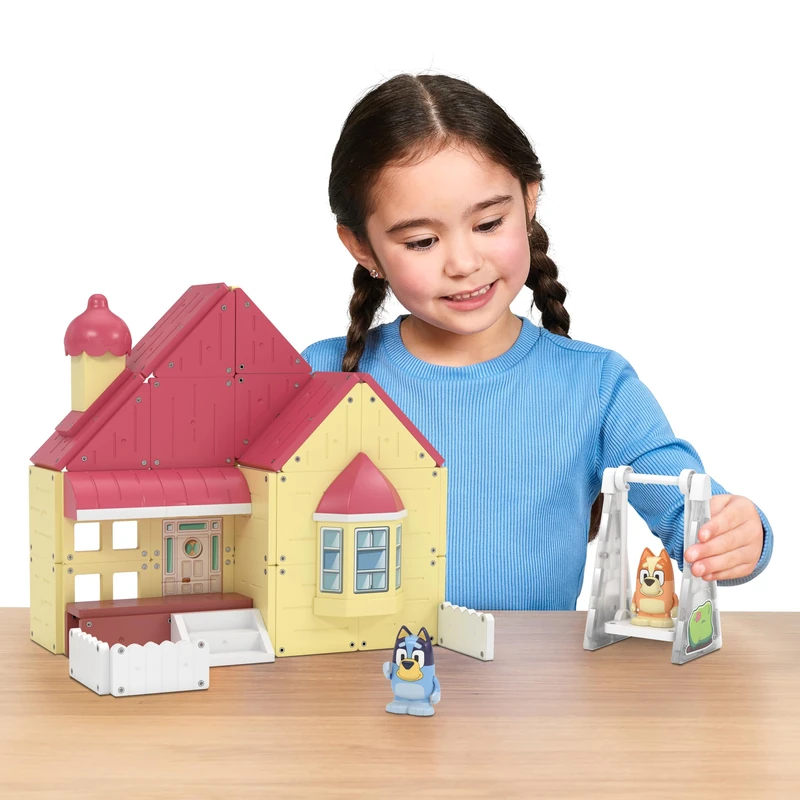 TILE TOWN Bluey Heeler Home Magnetic Tiles Construction Building Playset with Bluey and Bingo Figures, Kids 3-5+, New Action Tiles for Action Play, Realistic Builds, STEM Creative Toy - Image 1
