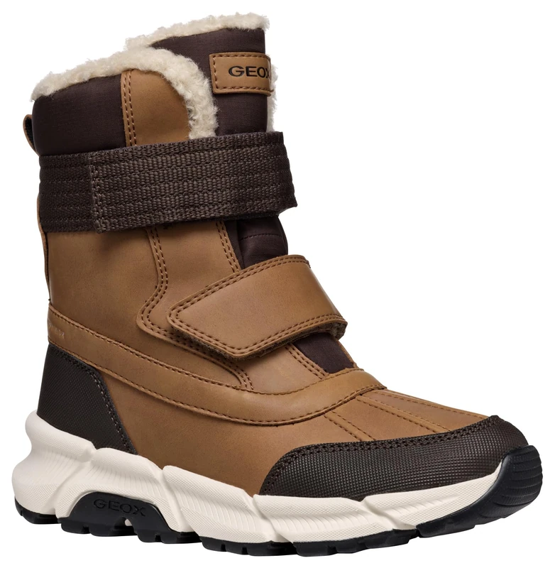 Geox J FLEXYPER PLUS BOY, Snow Boot, TOBACCO/COFFEE,