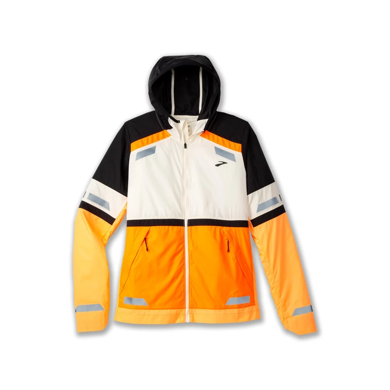 BROOKS 221689167 Run Visible Jacket 2.0 Jacket Women's Ecru/Fluoro Flash/Black Size 25