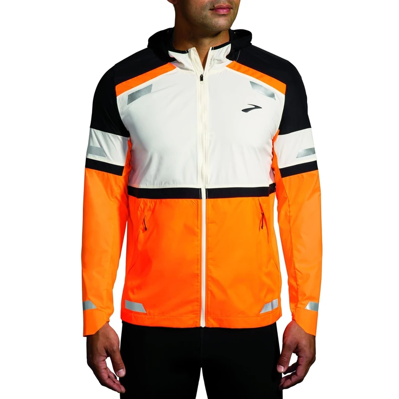 BROOKS 211519167 Run Visible Jacket 2.0 Jacket Men's Ecru/Fluoro Flash/Black Size 35
