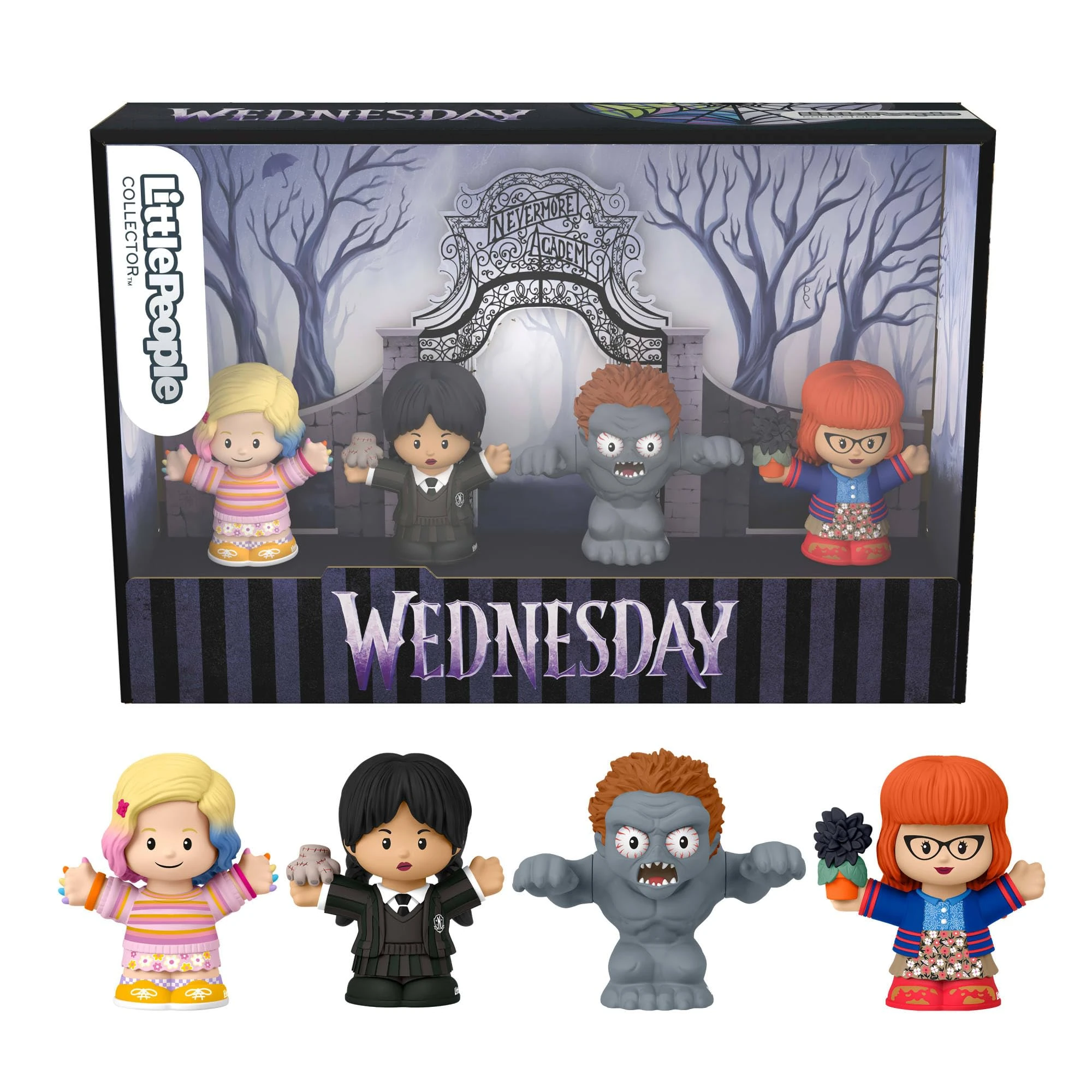Little People Collector Wednesday TV Series Special Edition Set for Adults & Fans, 4 Figures in a Display Package, HWX46