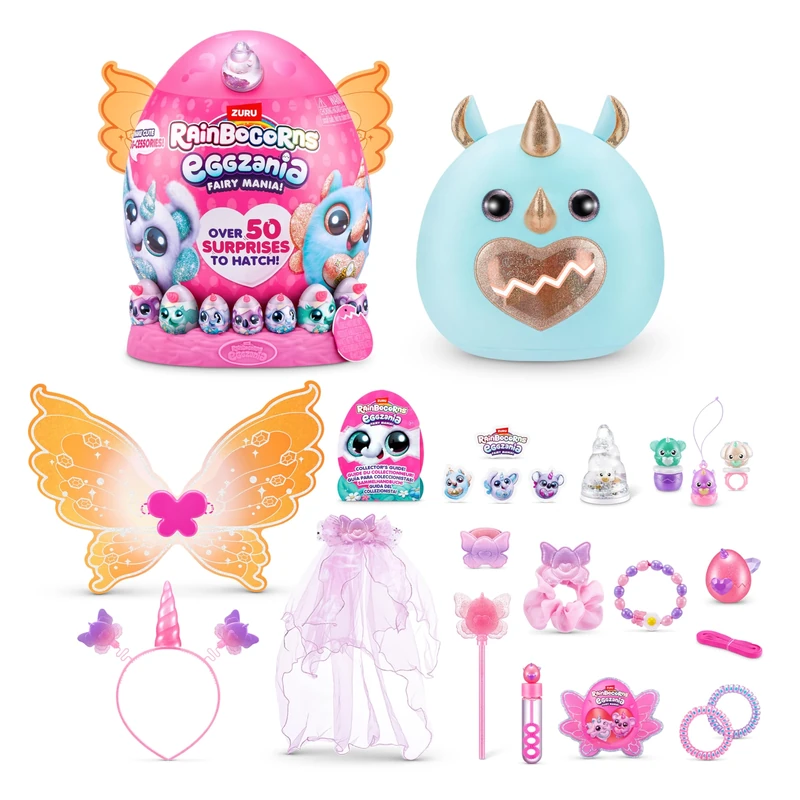 Rainbocorns Eggzania Fairy Mania, Rhino, Series 1, Soft Plush, 35 Surprises, Large (37.7 cm), (Rhino)