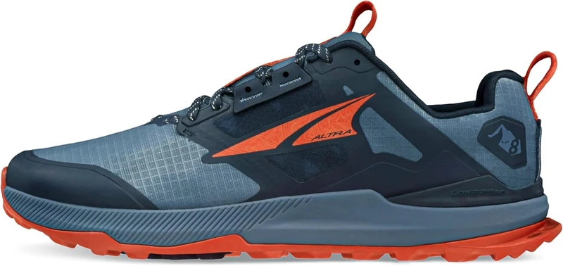 Altra Men's AL0A85NC Lone Peak 8 Trail Running Shoe, Blue/Orange, 9