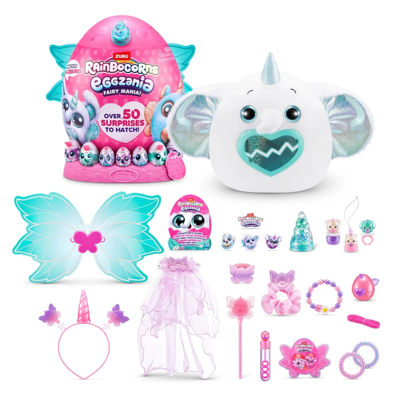 Rainbocorns Eggzania Fairy Mania, Elephant, Series 1, Soft Plush, 35 Surprises, Large (37.7 cm), (Elephant)