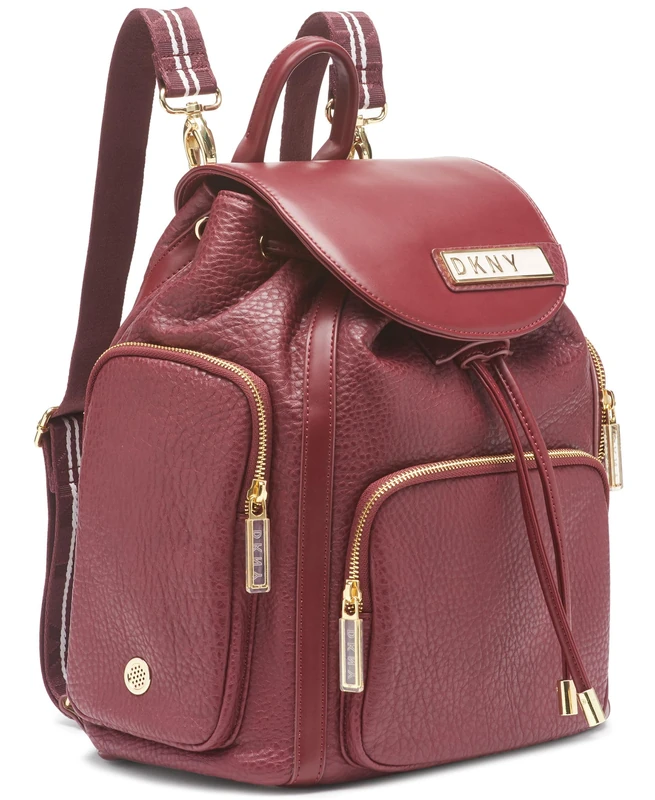 DKNY Unisex's Backpack Softside Carryon Luggage Carry, Wine, 14 Inch - Image 1