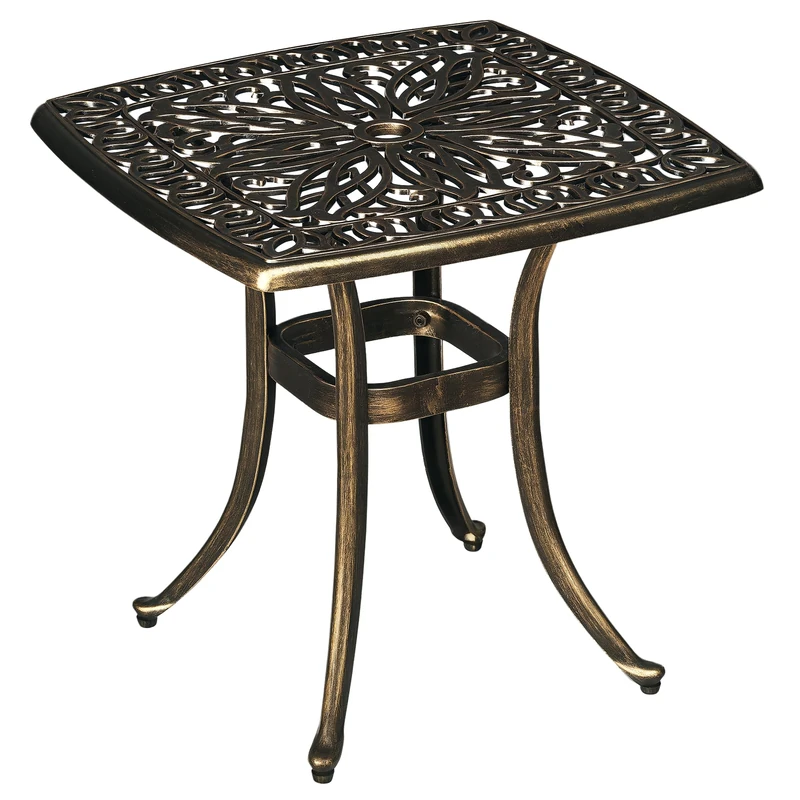 Outsunny Cast Aluminium Patio End Table - Bronze Floral Design