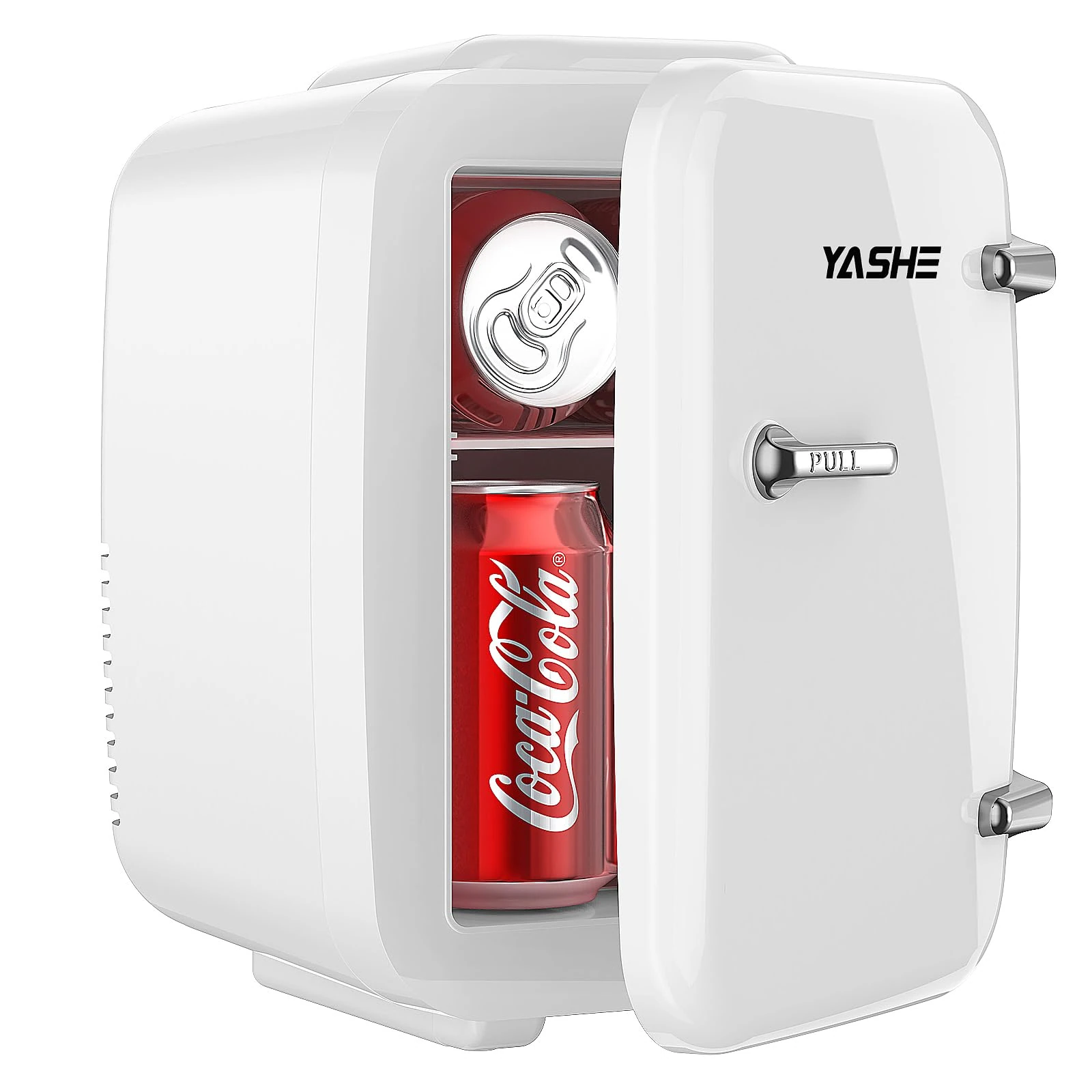 YASHE Mini Fridge, 4 Liter/6 Cans Small Fridgerator for Bedroom, AC/DC Thermoelectric Cooler and Warmer for Skincare Drink Office Dorm Car, White