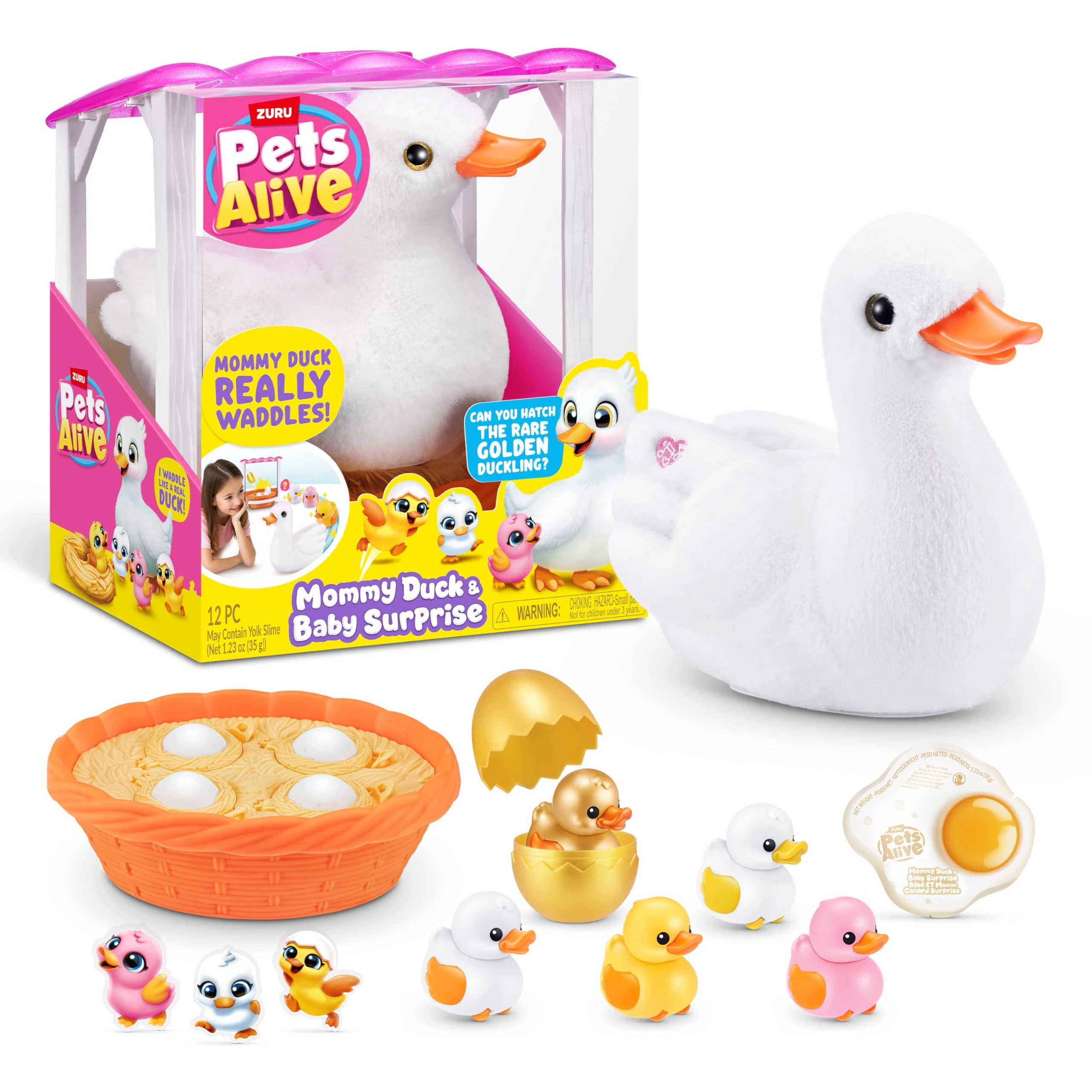 Pets Alive Mommy Duck & Baby Surprise by ZURU Nurturing Play Surprise Hatching Interactive Girls' Toy.