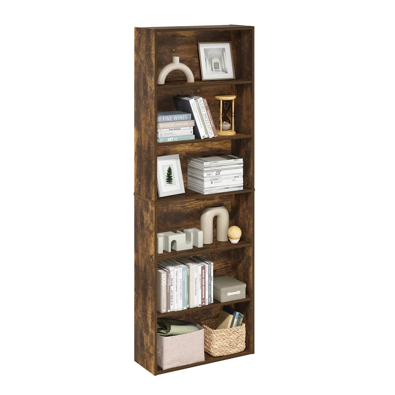 Furinno JAYA Simply Home Free Standing 6-Tier Open Storage Bookcase, Amber Pine