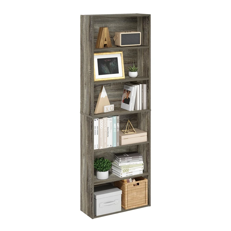 Furinno JAYA Simply Home Free Standing 6-Tier Open Storage Bookcase, French Oak