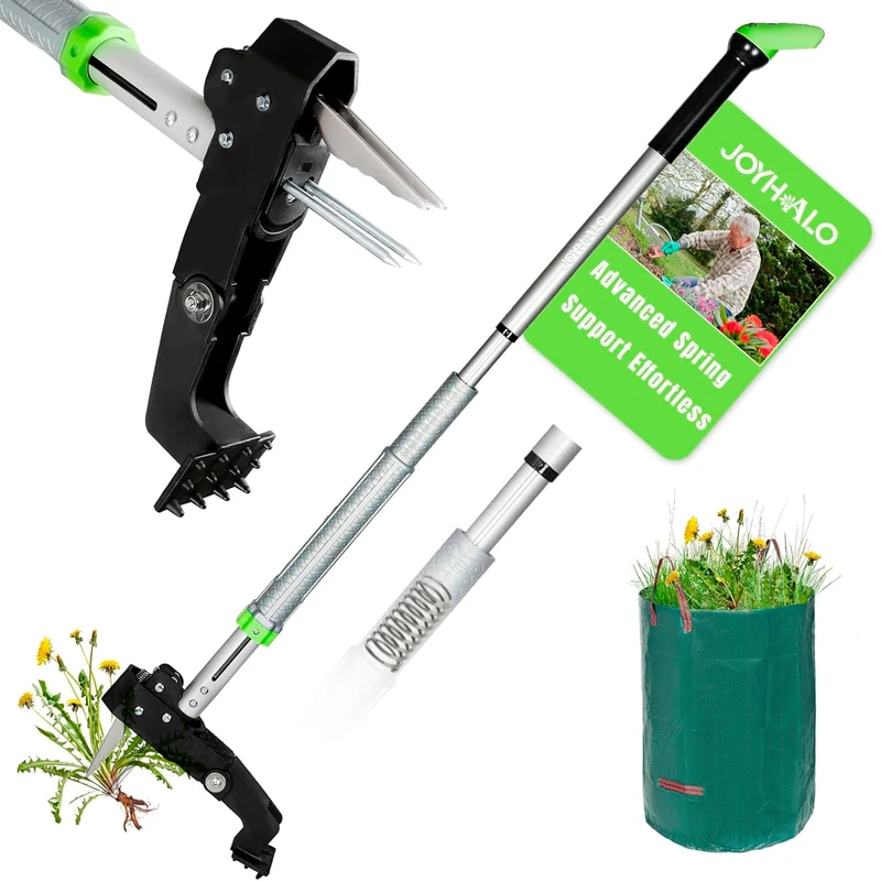 joyhalo 46" Weed Puller Tool Stand Up Heavy Duty Weeder, Weed Puller Tool with Long Handle Adjustable Weeding Tool for Lawn Yard Dandelion Picker, Standing Weed Puller and Root Remover
