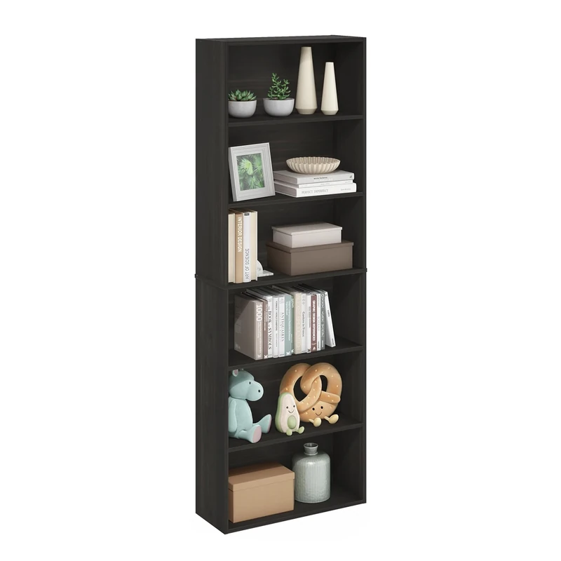 Furinno JAYA Simply Home Free Standing 6-Tier Open Storage Bookcase, Espresso
