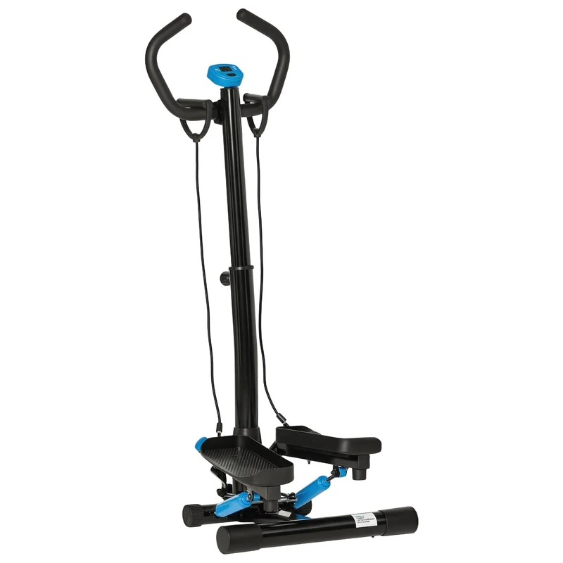 HOMCOM Adjustable Twist Stepper Aerobic Ab Exercise Fitness Workout Machine w/LCD Screen, Height Adjust Handlebars for Home Gym, Black and Blue