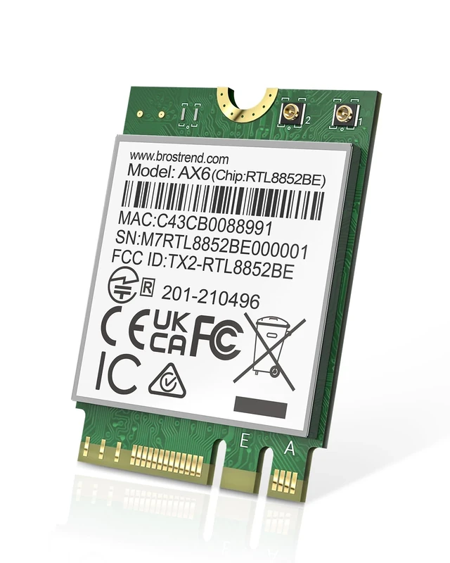 BrosTrend M.2 WiFi Card for PC Laptop Dual Band 5GHz 1201Mbps + 2.4GHz 574Mbps, AX1800 WiFi 6 Wireless Network Card with Bluetooth 5.2 for Windows 10/11 (64bit), Lifetime Protection, NGFF