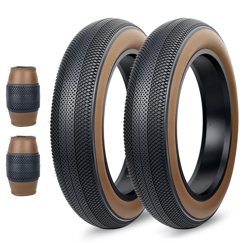 BALINGE E Bike Fat tire 20 x 4 Fat tire Heavy Duty High-Performance Wear-Resistant E-Bike Mountain Snow Bike Tire ，2 Pack，Brown Wall