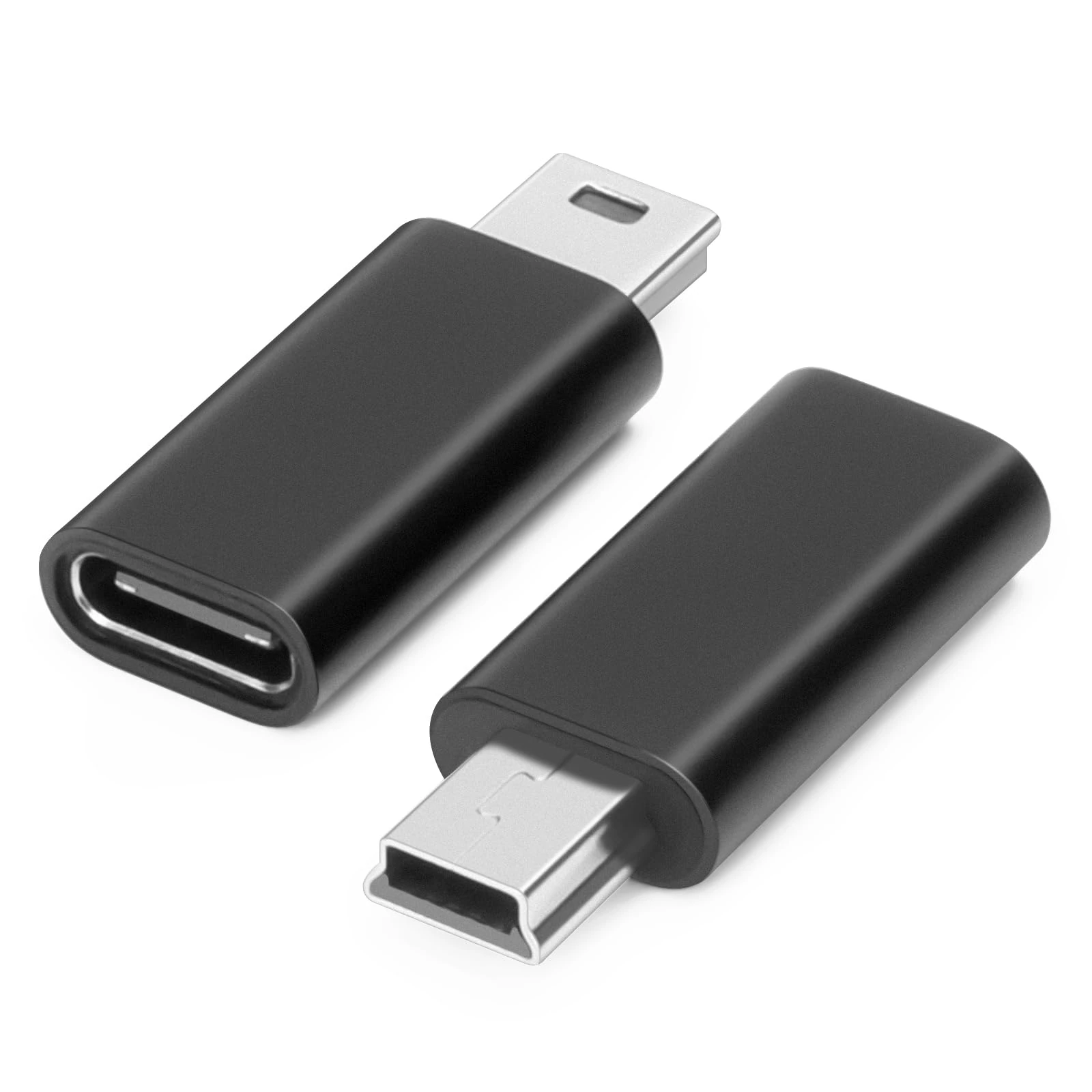 AIYEEN USB-C to Mini USB Adapter (2 Pack), Aluminum Alloy Data Adapter, Compatible with Laptops/Tablets, Flash Drive, MP3 Players, Digital Cameras, Black
