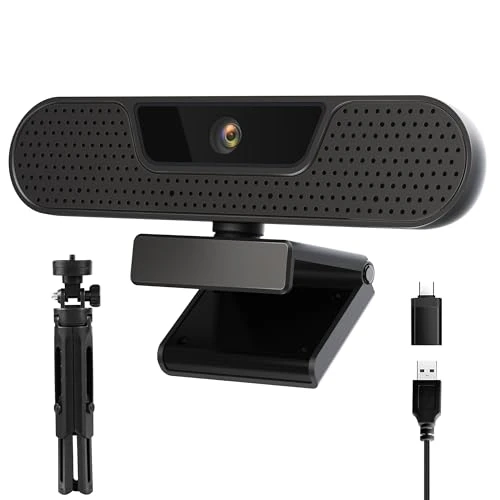 1080P 60FPS Webcam, VIZOLINK FHD computer video camera with 4 Noise-canceling Microphone, Privacy Cover and Tripod for PC/Mac, Work with Live Streaming, Gaming, Video Calls, ZOOM, Skype, OBS, Facetime