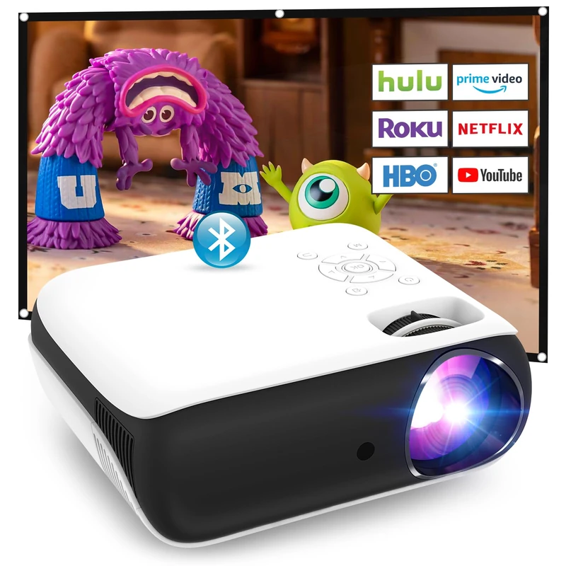 HOPVISION Beamer 9500 Lumens 4K Portable Bluetooth Full HD 1080P Home Theater Compatible with Smartphone/HDMI/USB/Laptop/Fire Stick/PS5 - Image 1