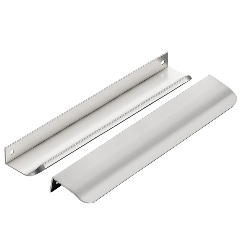 Brushed Nickel Cabinet Handles Finger Edge Pulls 7.8 Inch CC 20 Pack