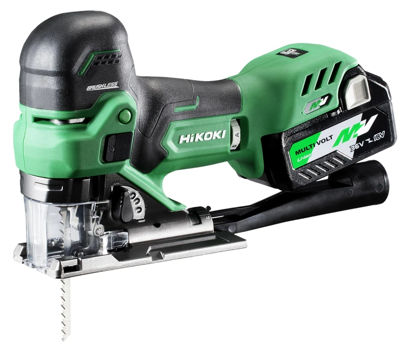HIKOKI Cordless Jigsaw (bar Handle) CJ36DB (36V, 2x2.5 Li-ion Battery, brushless Motor, mitre cuts R/L: 45°, Saw Stroke: 26 mm, idle Stroke: 800-3500 min-1, Box Contents Complete in HSC II case.