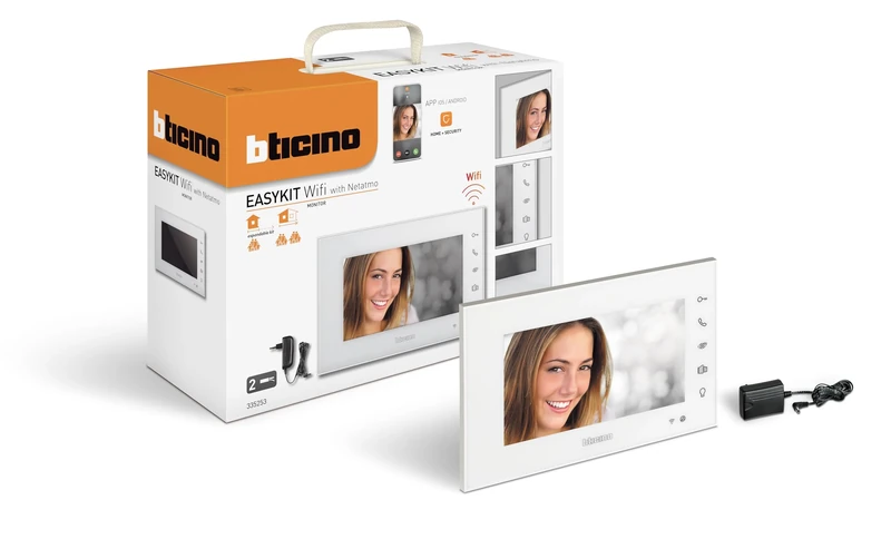 Bticino 335253 WiFi Video Internal Monitor Additional 2 Wires, 7 Inch Display, Colors with Handsfree, Touch Screen, App Control, Second Display for Two-Storey or Two-Family Houses