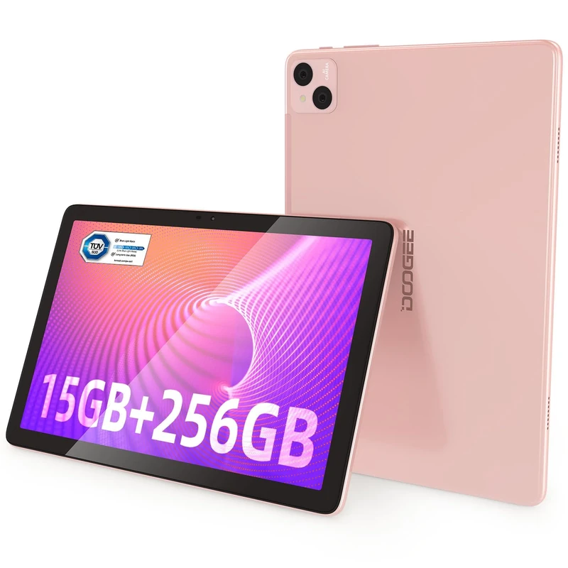 DOOGEE T10 Pro Tablet 10.1 Inch FHD+ with 15GB RAM + 256GB ROM (Expandable 1TB), 8580mAh Battery, Octa-Core Android 12 Tablet with Dual 4G LTE, WiFi 2.4/5G, TÜV-Certified, 13MP + 8MP, Pink