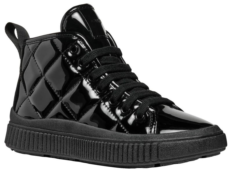 Geox Girl's J Laquinny Girl B Sneaker, Black White, 10 UK Child