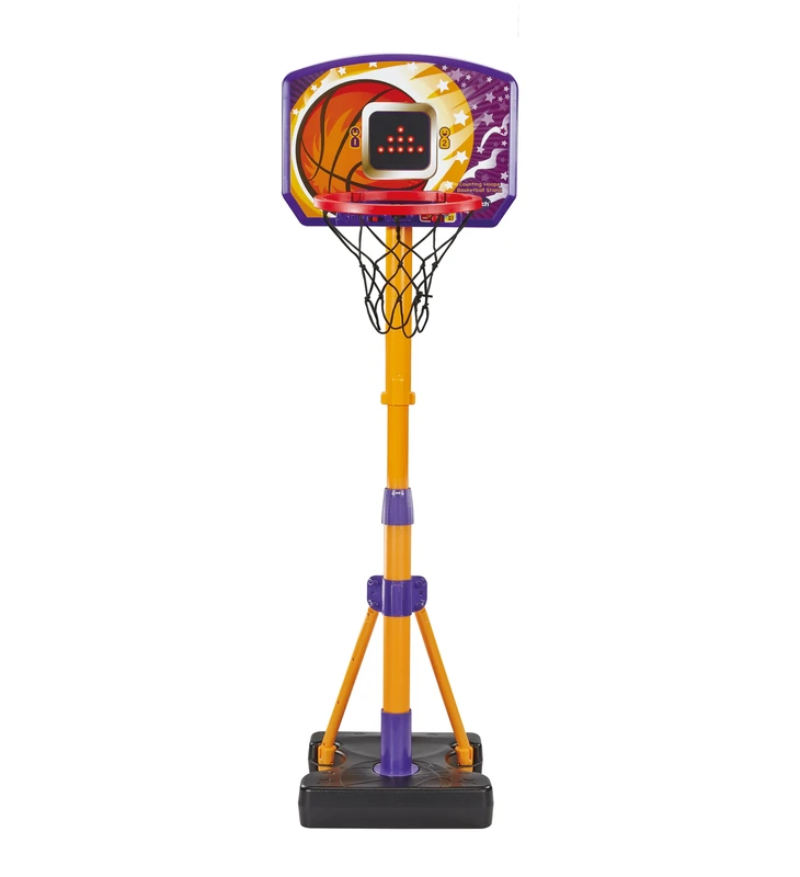 VTech Counting Hoops Basketball Stand, Adjustable Basketball Hoop & Stand with Electronic Backboard & LED Screen, 3 Games, Sound Effects & Light Show, Toddler Toy for 3, 4, 5+ Years, English Version - Image 1