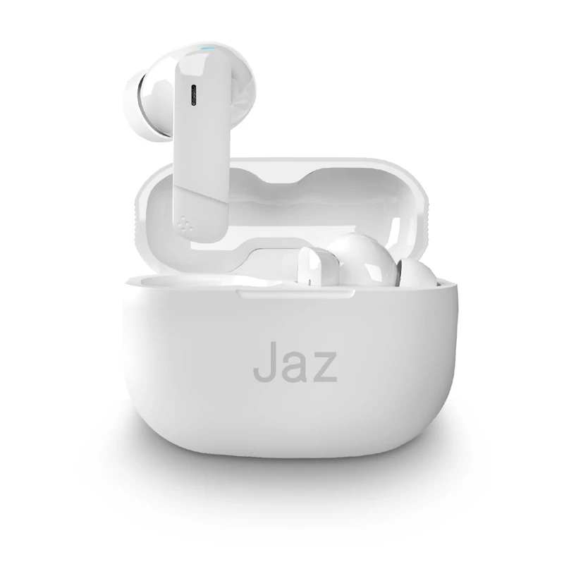JAZ Maks - In-Ear True Wireless Stereo Earbuds, Active Noise Cancellation, Charging Case, HD Microphone, Touch Controls, for Smartphone, Tablet, Laptop, 24h Playback
