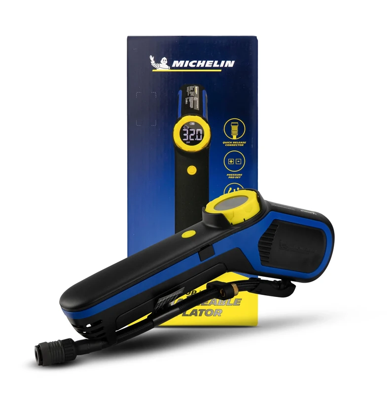 MICHELIN Top Up Mini Rechargeable Inflator - Cordless Car Tyre Inflator Air Compressor - Portable Air Pump with Digital Tyre Pressure Gauge - Car Accessories