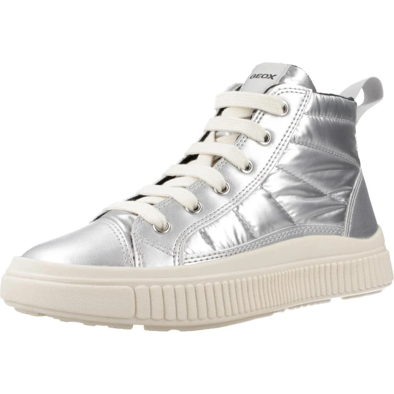 Geox J LAQUINNY Girl C Sneaker, Silver, 6 UK