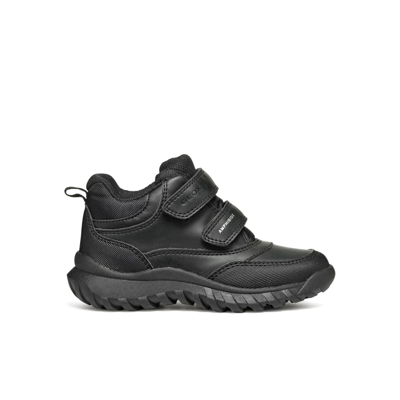 Geox J SIMBYOS BOY B ABX Sneaker, Black/White, 2 UK
